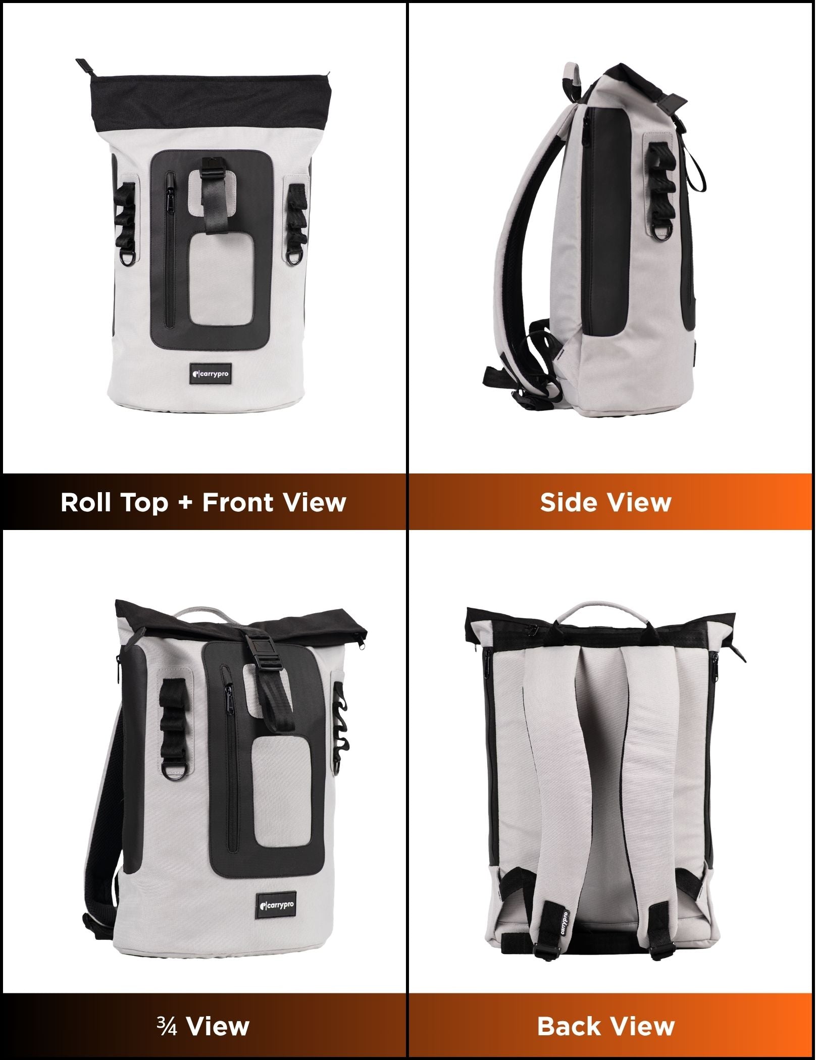 MOJO V2.0 BACKPACK EVERYDAY LAPTOP 360 DEGREE VIEW #color_Mist Grey