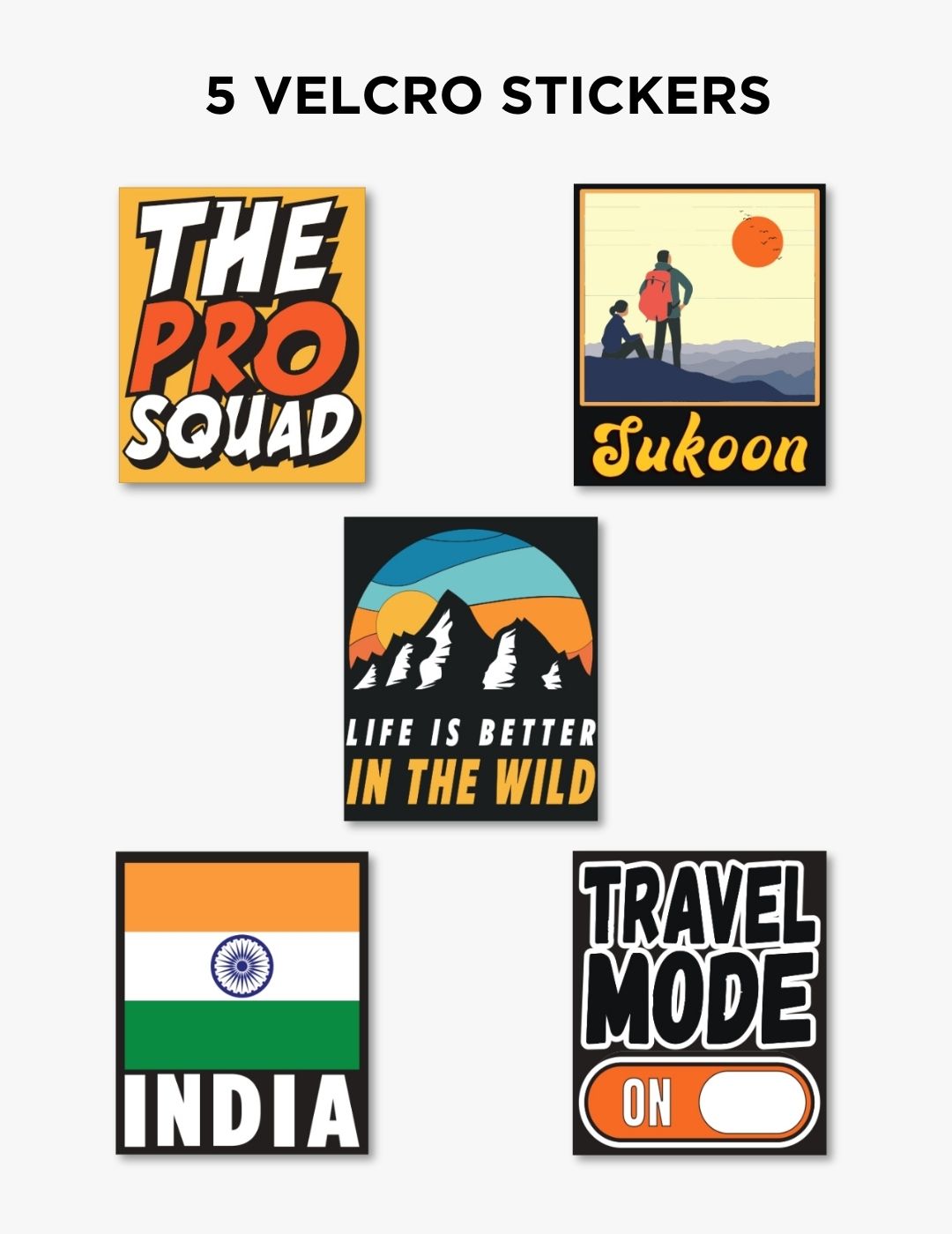 overnighter Travel Backpack Velcro Sticker Pack of 5 #color_Midnight Black