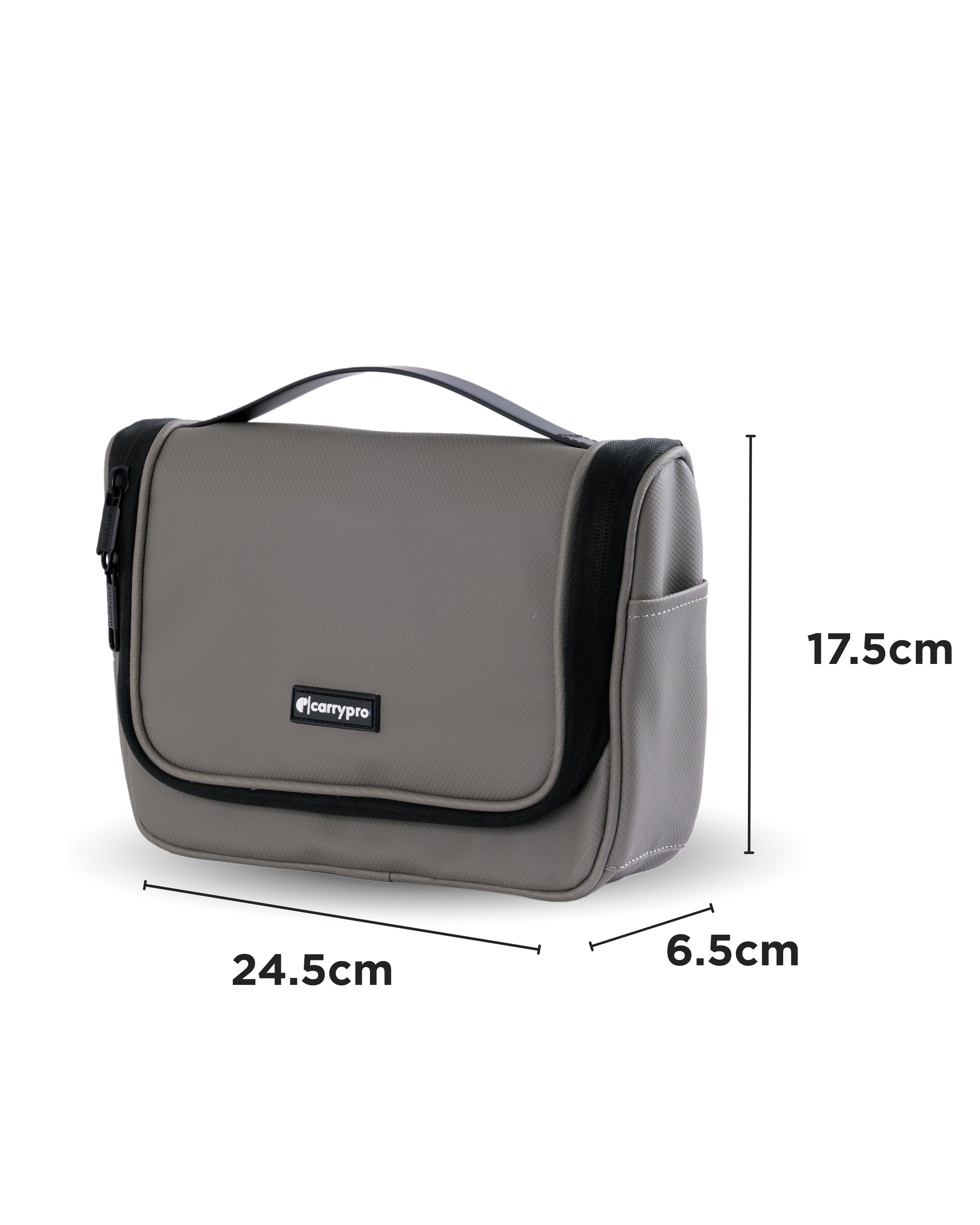 CarryPro Pro Travel Toiletry Kit Hanging Loop for Travel Use - Peanut Grey #color_peanut grey