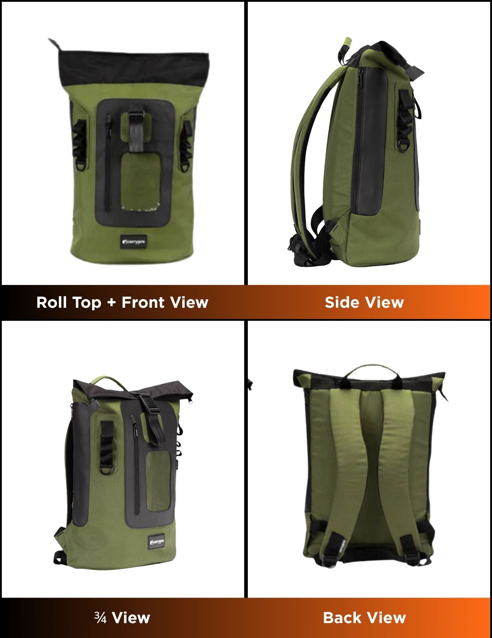 MOJO V2.0 BACKPACK EVERYDAY LAPTOP 360 DEGREE VIEW #color_Olive Green