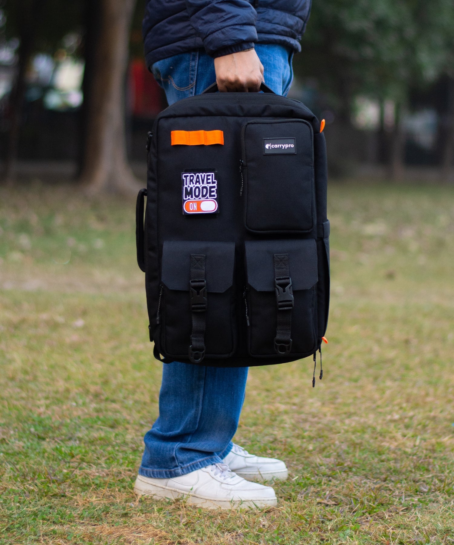 CarryPro Pro Overnighter Backpack Organiser Pockets Inside - Midnight Black #color_midnight black