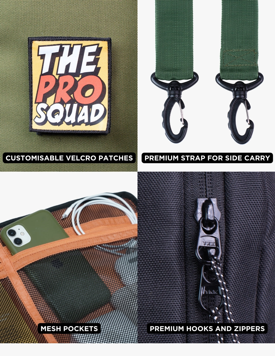 CarryPro Pro Overnighter 30L Backpack Customizable Velcro Patch - Olive Green #color_Olive Green