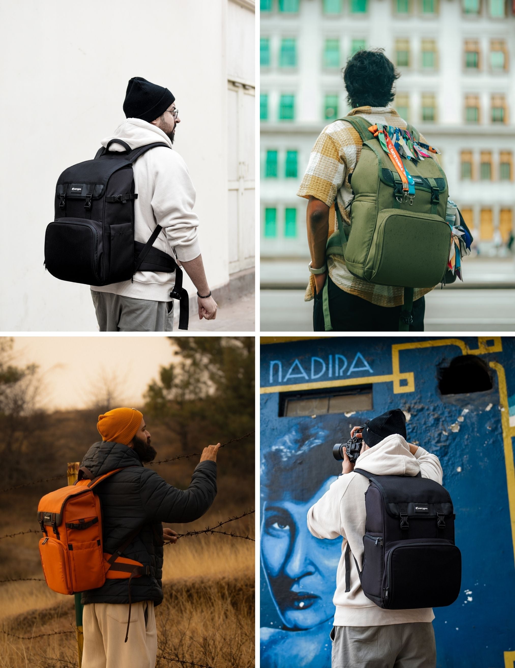 Carrypro Pango V2.0 Backpack Front View perfect for camera ready gear Interior Compartments In Real Life #color_Rust Orange