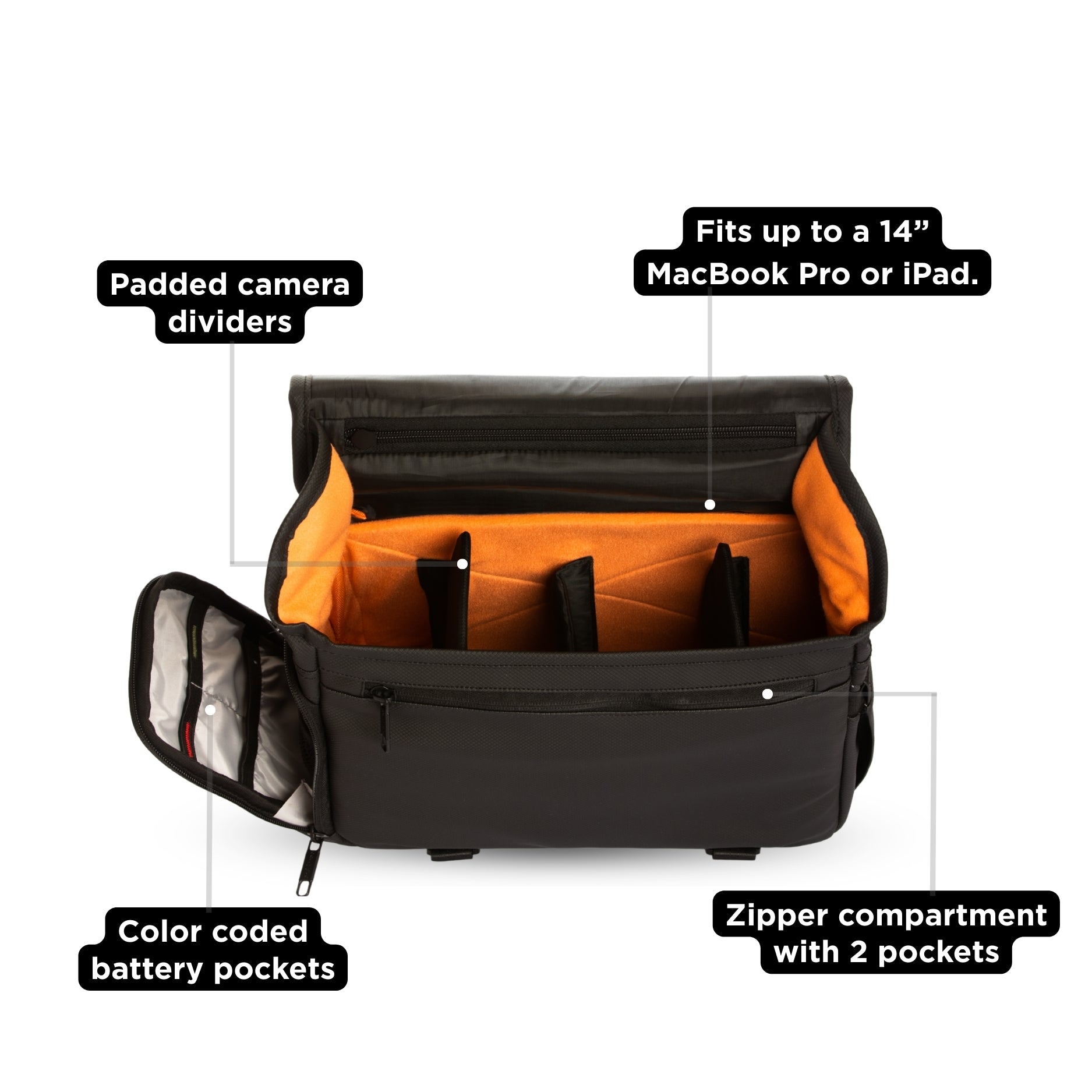 Carrypro The Pro Camera Sling Bag (10L) interior compartments #color_Black