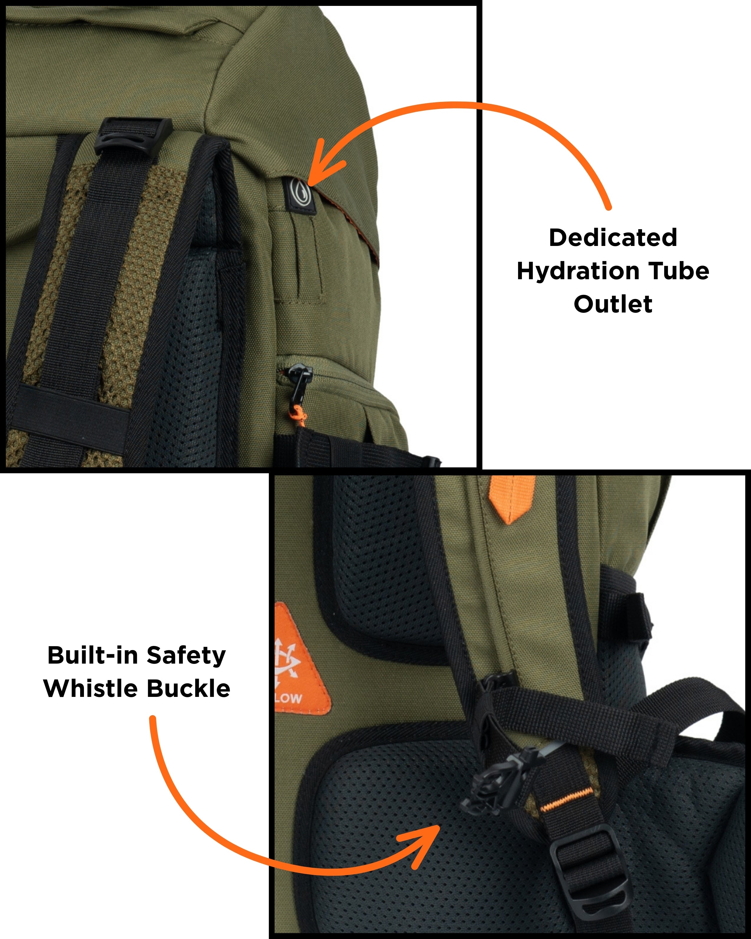CarryPro HOBO40 V2.0 40L Functional Travel Backpack Grid two Features #color_Olive Green