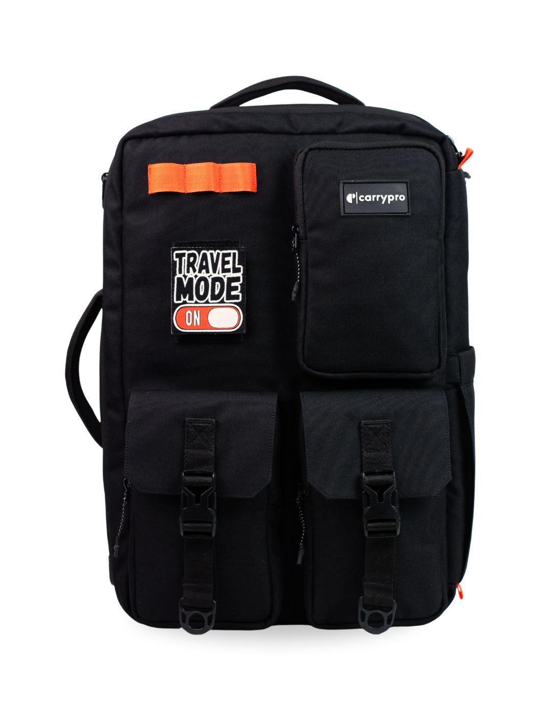 CarryPro Pro Overnighter Backpack Multiple Compartments View - Midnight Black #color_midnight black