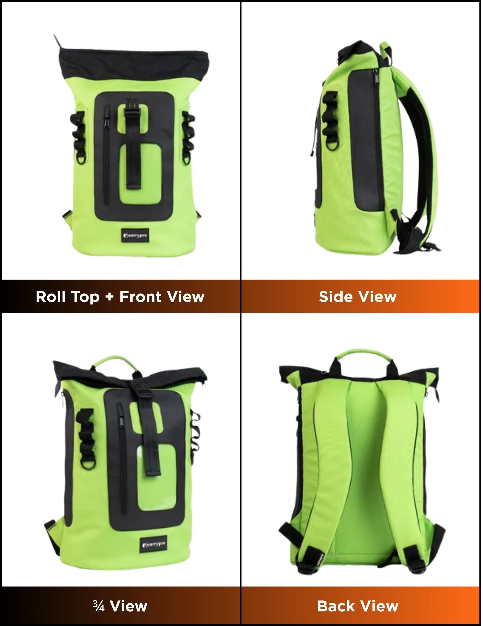 MOJO V2.0 BACKPACK EVERYDAY LAPTOP 360 DEGREE VIEW #color_Neon Green