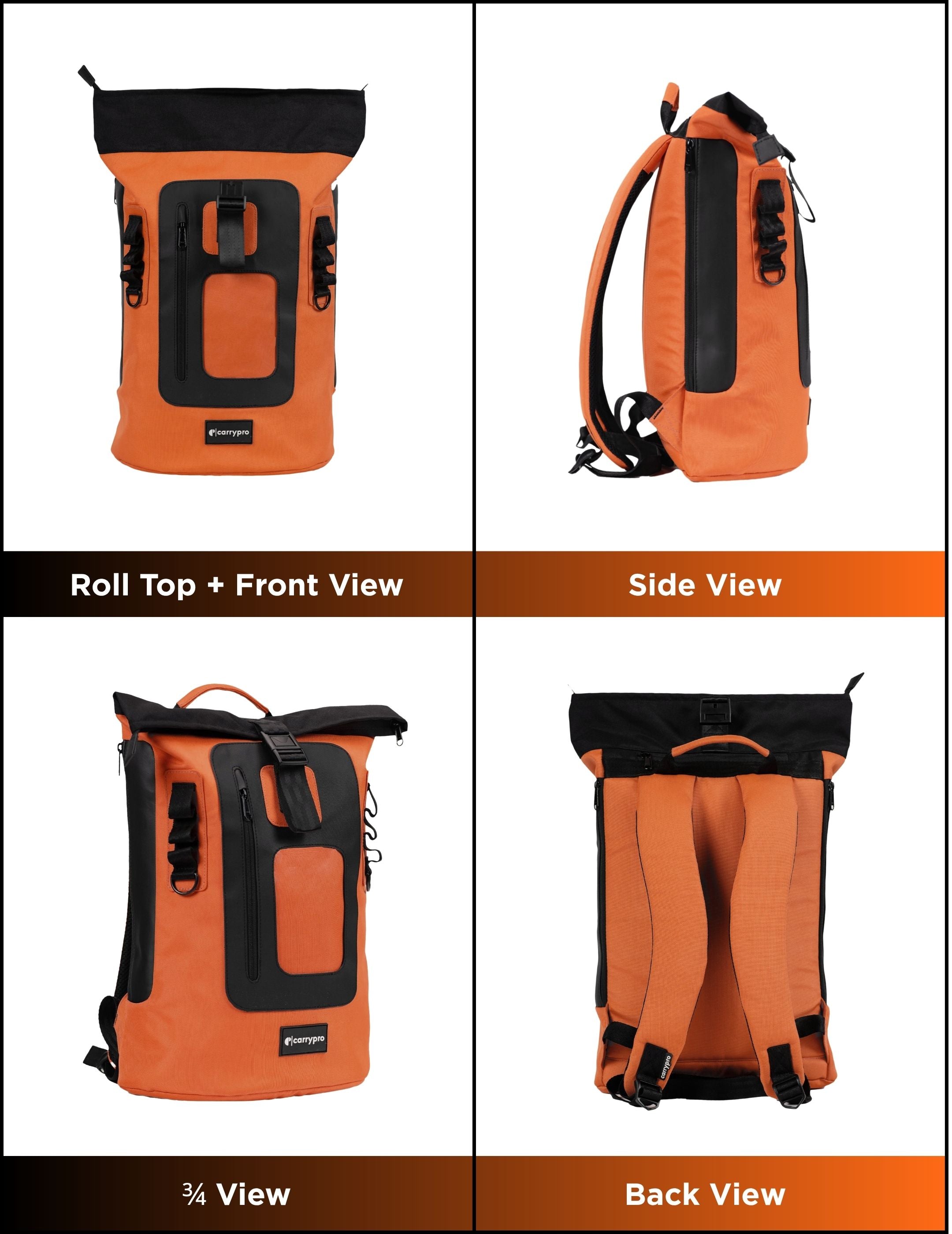 MOJO V2.0 BACKPACK EVERYDAY LAPTOP 360 DEGREE VIEW #color_Rust Orange