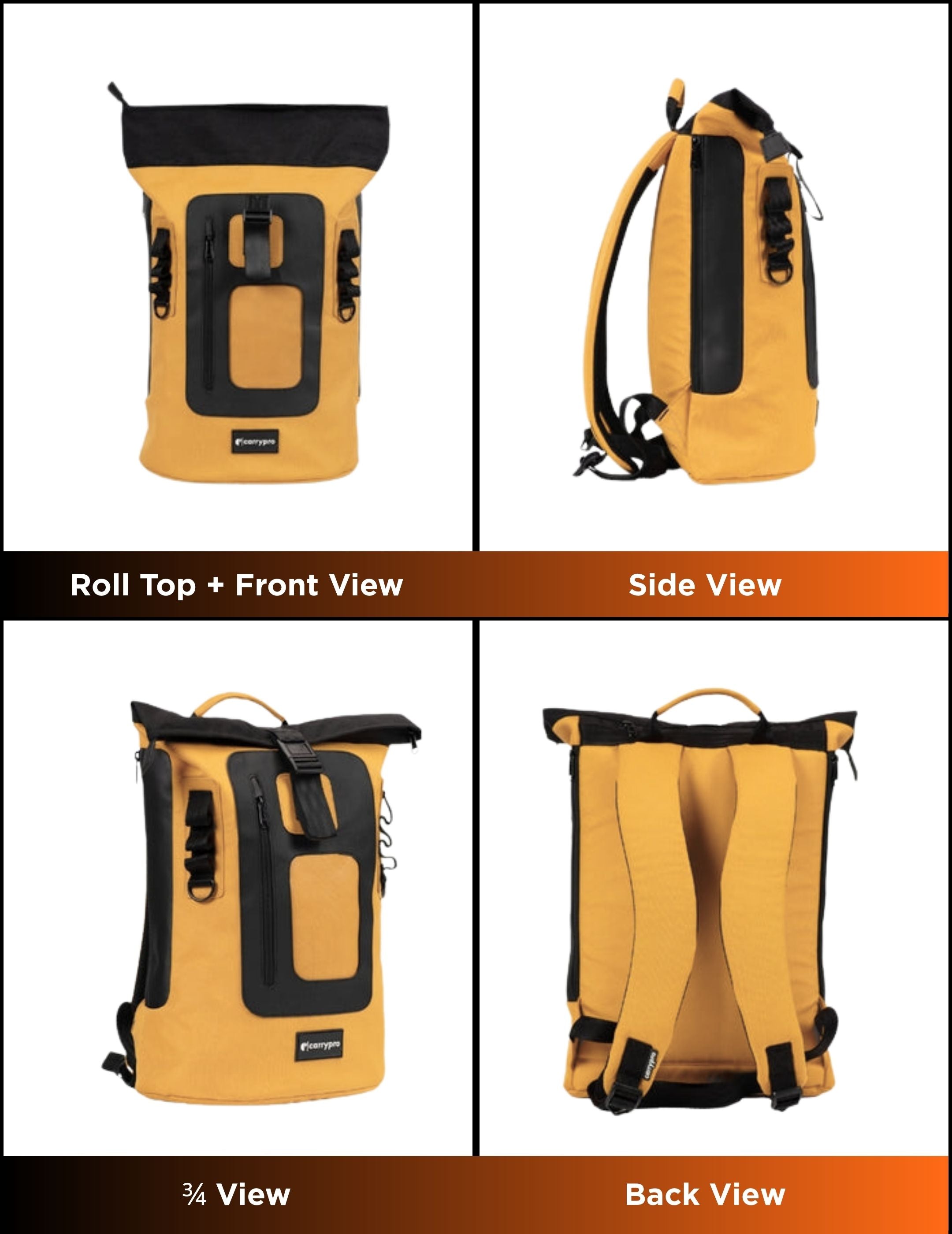 MOJO V2.0 BACKPACK EVERYDAY LAPTOP 360 DEGREE VIEW #color_Golden Glow