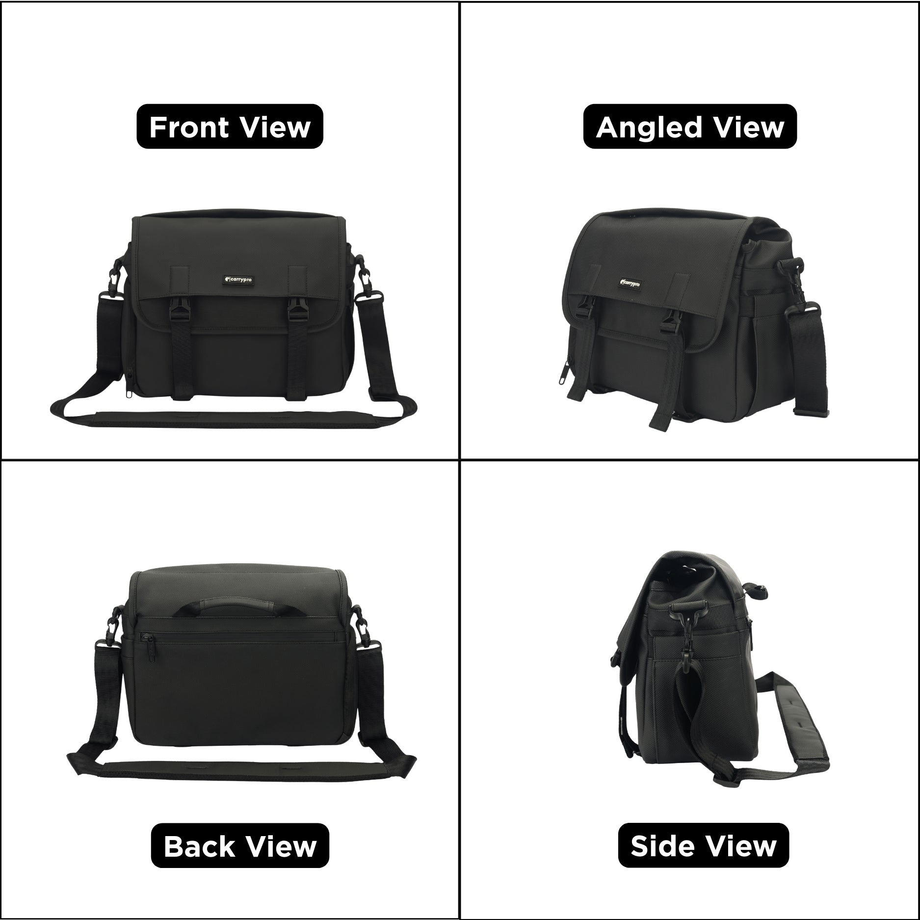 Carrypro The Pro Camera Sling Bag (10L) interior compartments 360 degrees view #color_Black