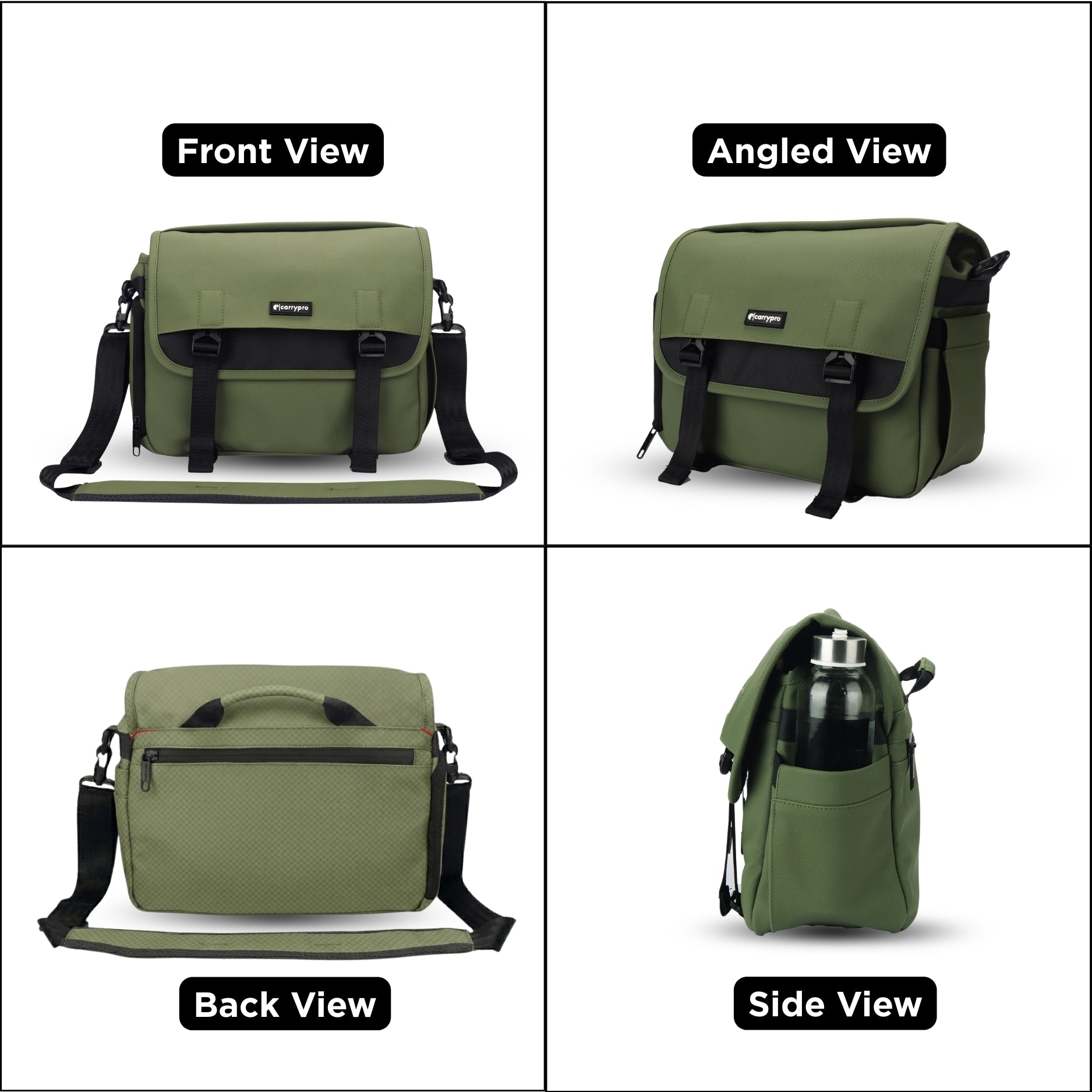 Carrypro The Pro Camera Sling Bag (10L) interior compartments 360 degrees view #color_Olive Green