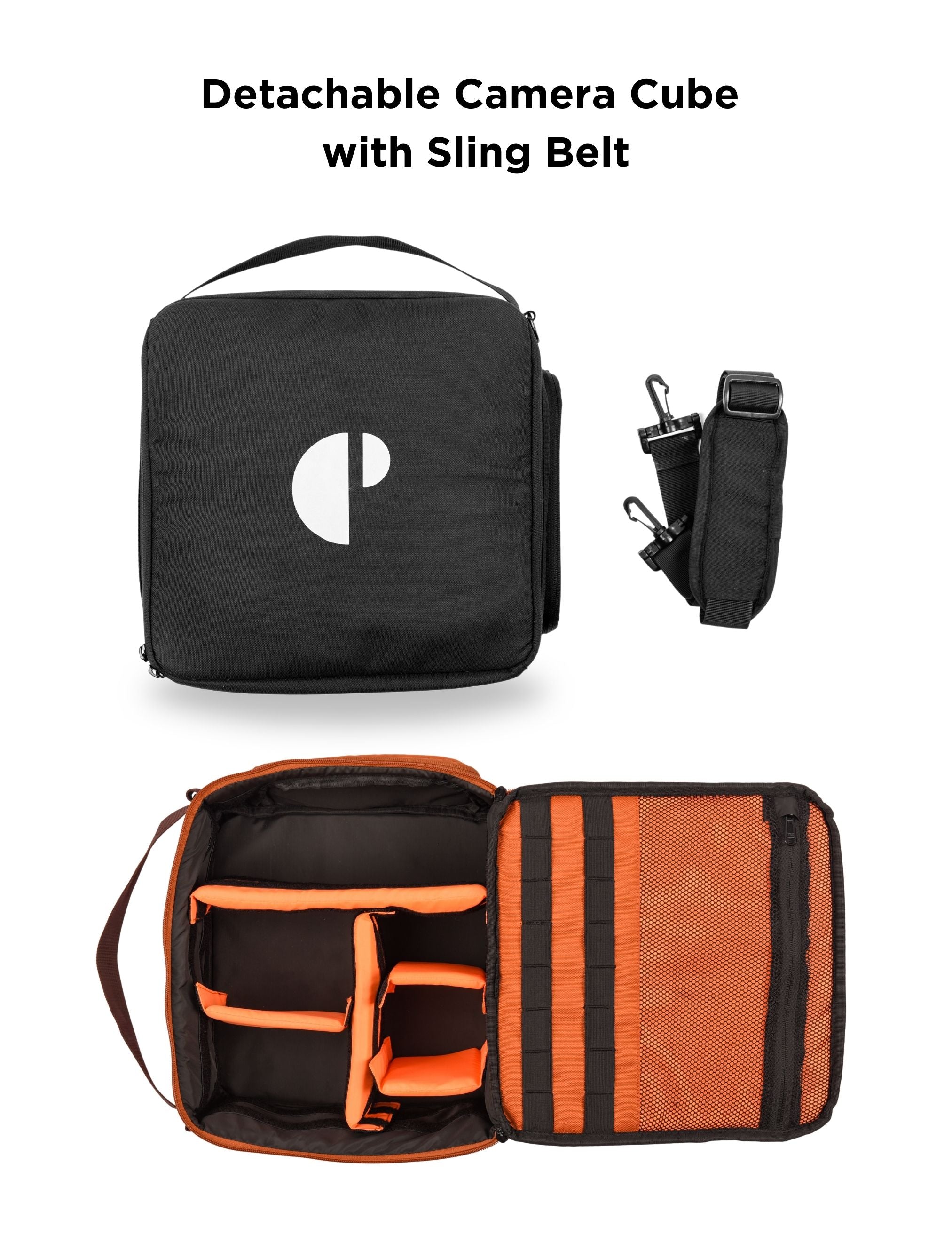 Carrypro Pango V2.0 Backpack Front View perfect for camera ready gear Interior Compartments Black #color_Black