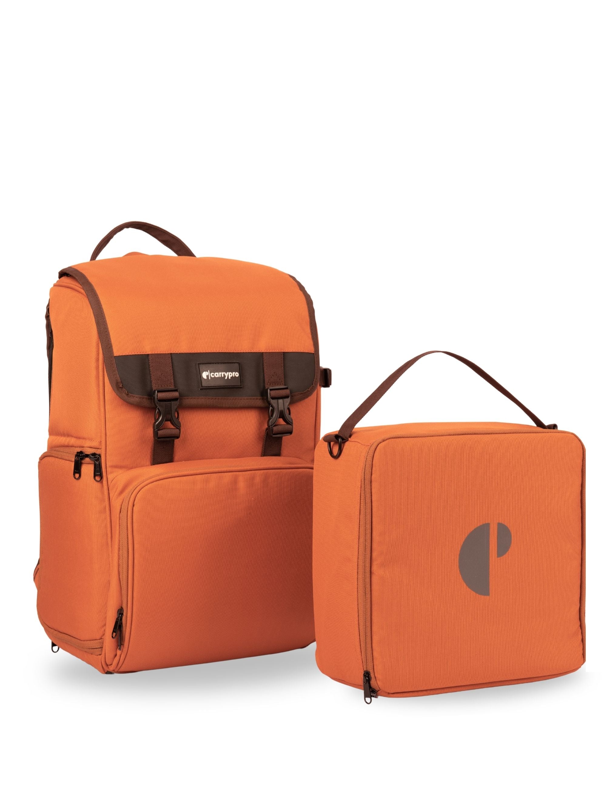 Carrypro Pango V2.0 Backpack Front View perfect for camera ready gear #color_Rust Orange