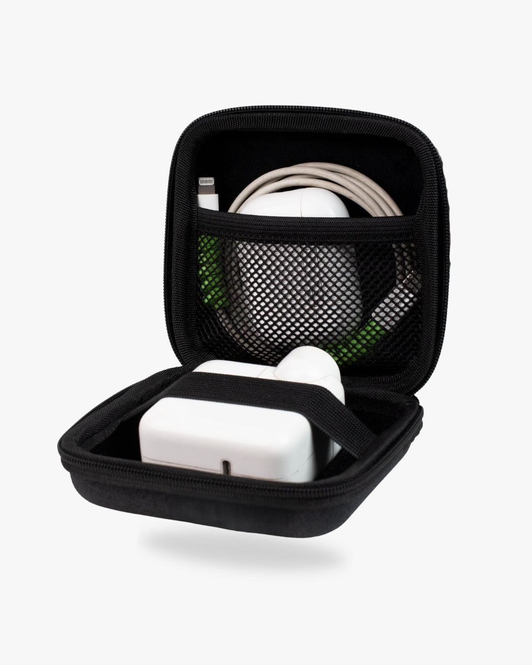 Interior compartment showed for your charger Tech Kit small for your tech essentials #color_Black