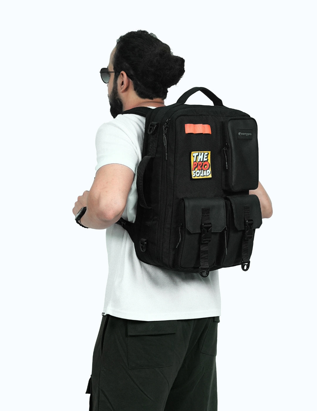 CarryPro Pro Overnighter 30L Backpack 180 Degree Opening Suitcase Style - Midnight Black #color_midnight black