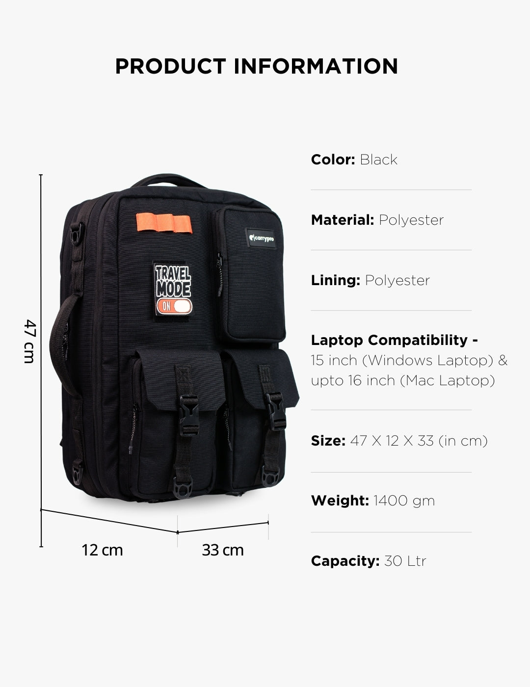 The Pro Overnighter Backpack (30L) with Raincover