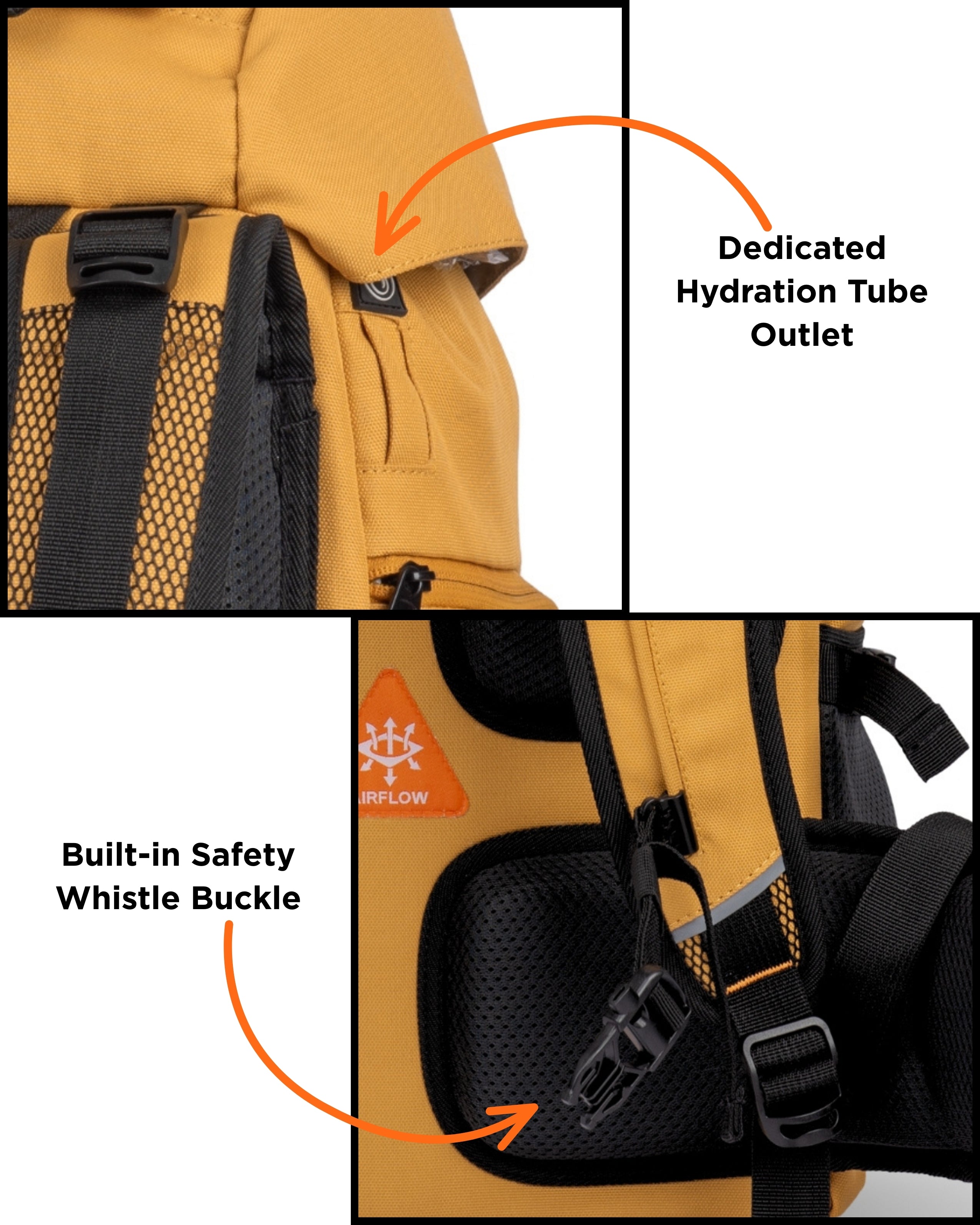 CarryPro HOBO40 V2.0 40L Functional Travel Backpack Grid two Features   #color_Golden Glow