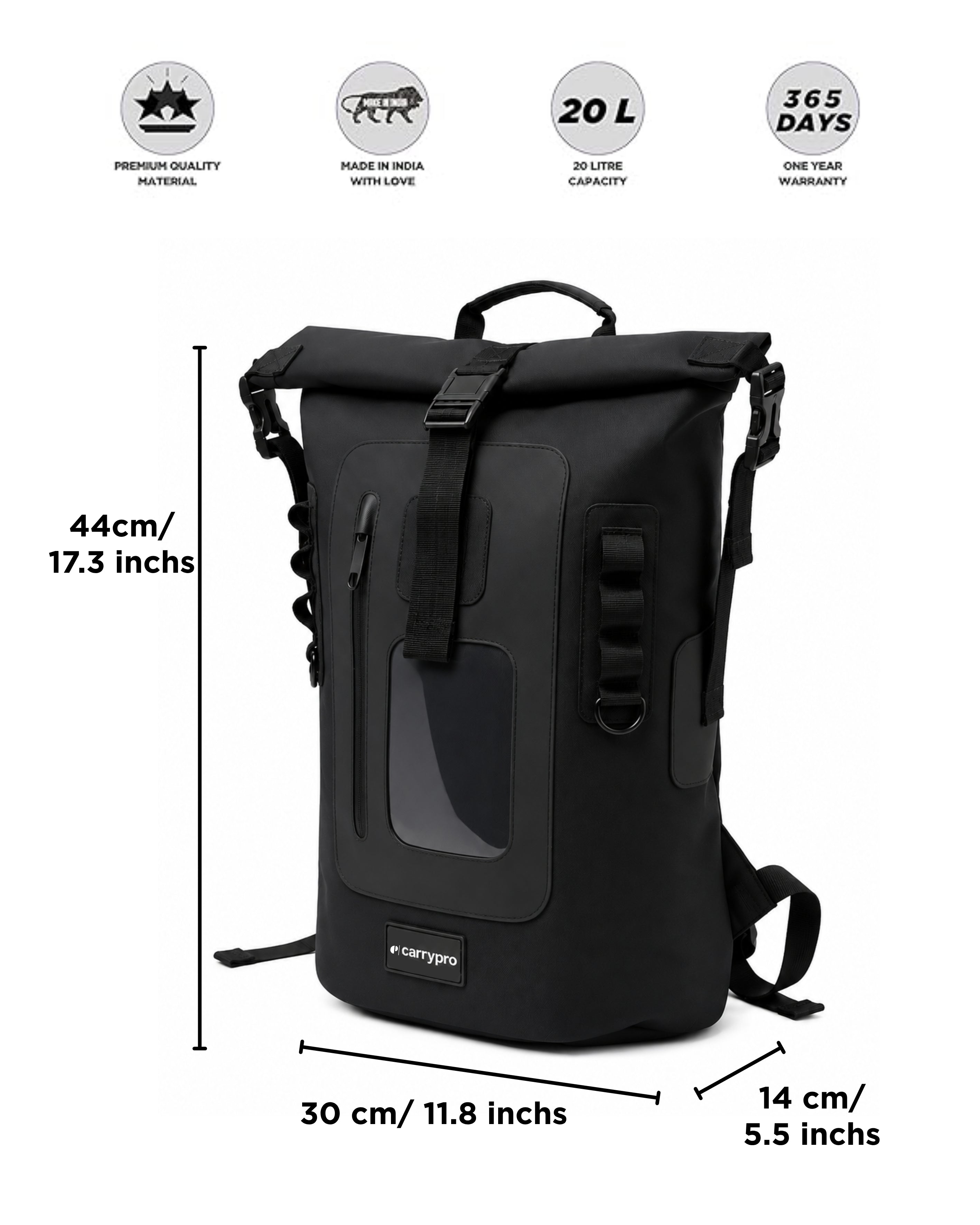 Mojo v1.0 every day backpack for office and college measurements  #color_Black