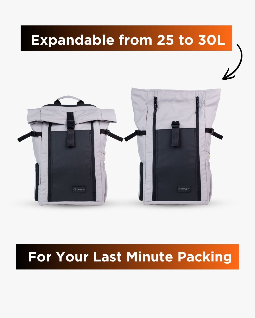 HOBO25 V3.0 EVERYDAY BACKPACK MORE EXPANDABLE 25 TO 20 L #color_Mist Grey