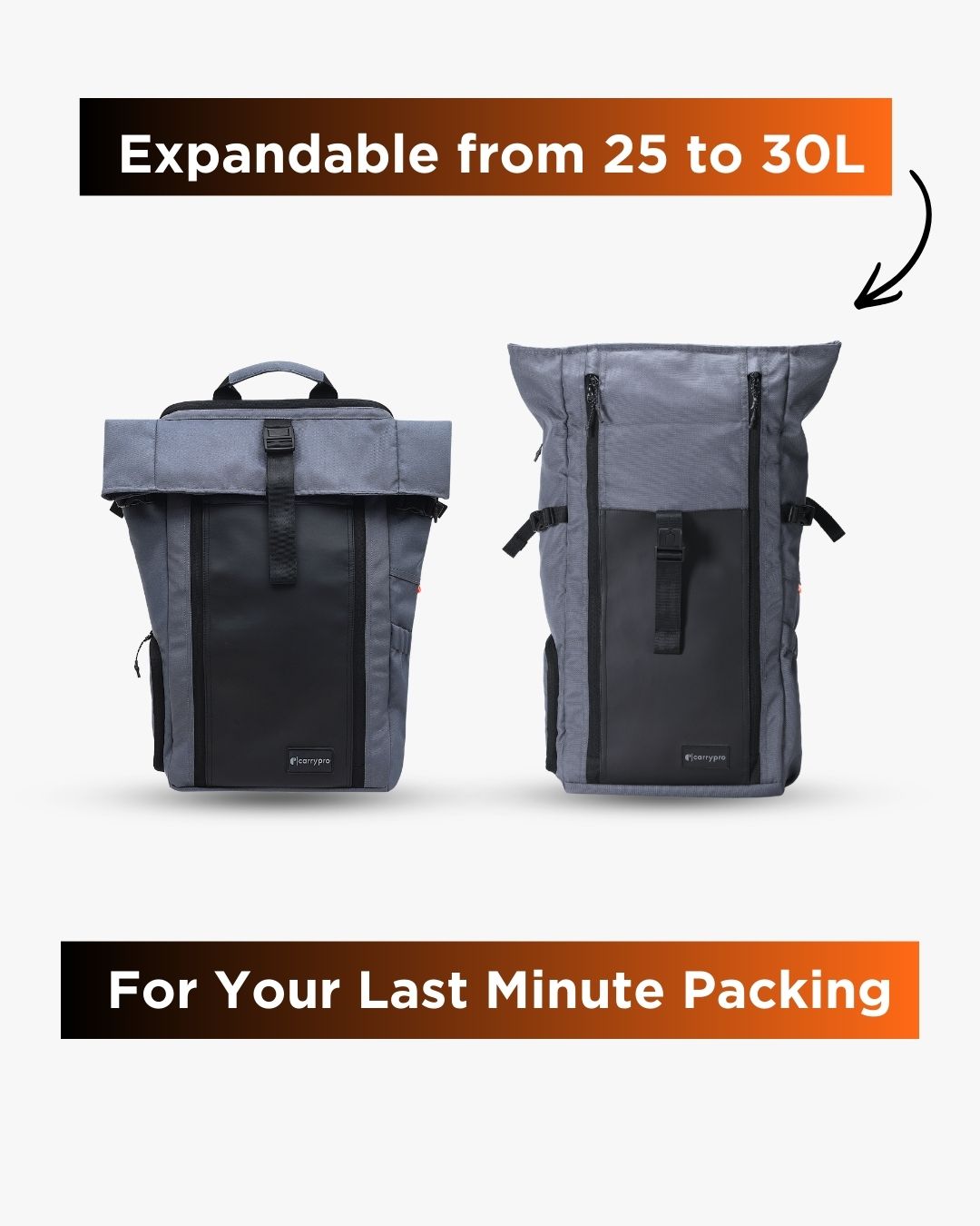 HOBO25 V3.0 EVERYDAY BACKPACK MORE EXPANDABLE 25 TO 20 L #color_Space Grey