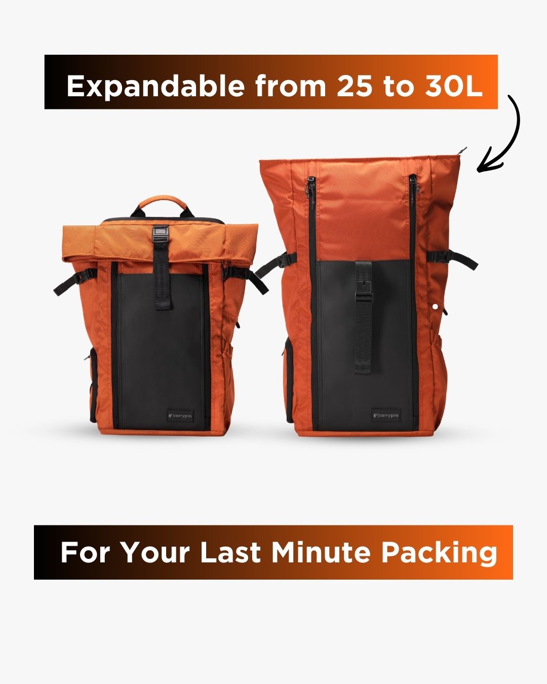 HOBO25 V3.0 EVERYDAY BACKPACK MORE EXPANDABLE 25 TO 20 L #color_Rust Orange