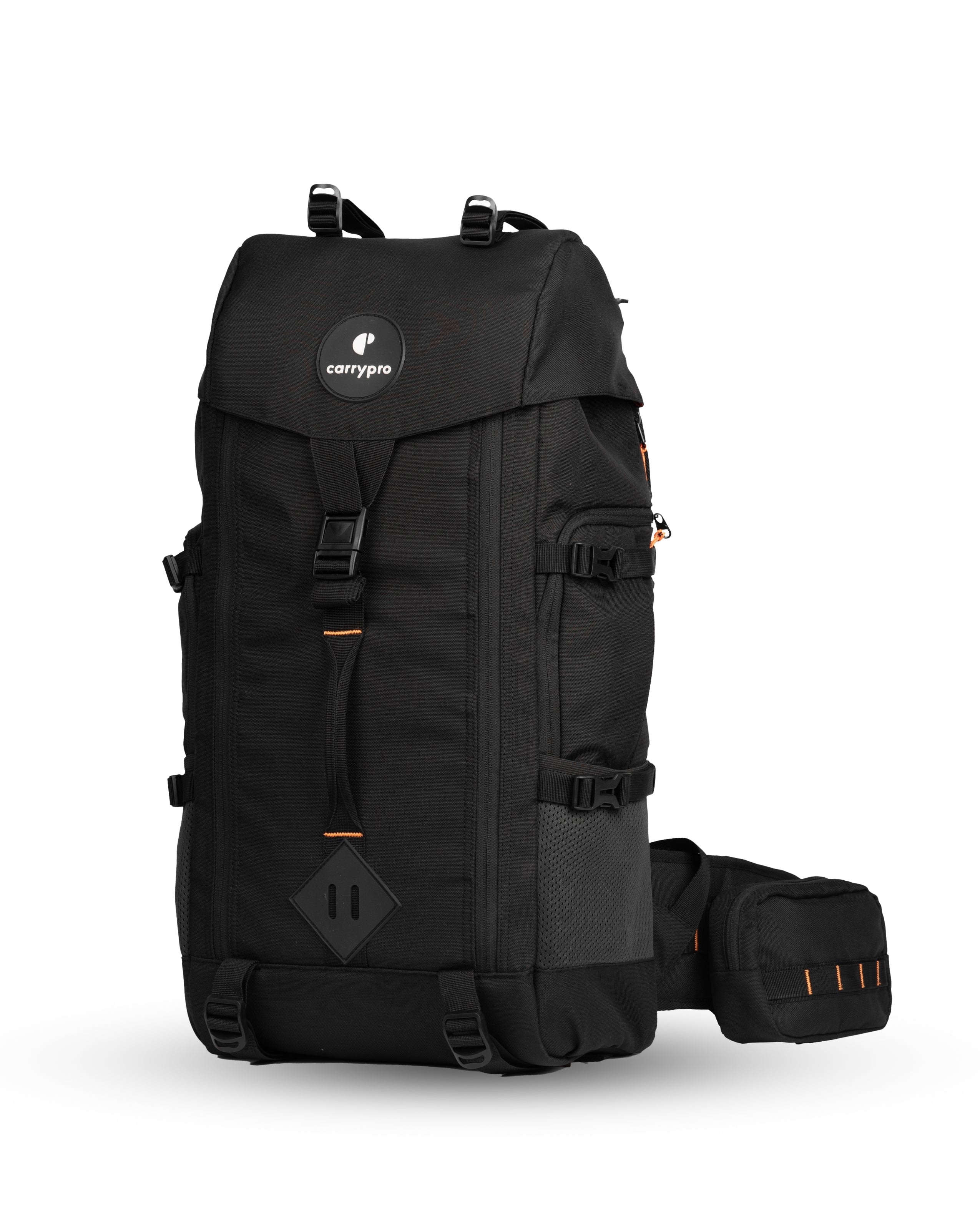 HOBO40 V2.0 carrypro backpack front 40 litres backpack trekking and traveling #color_Black