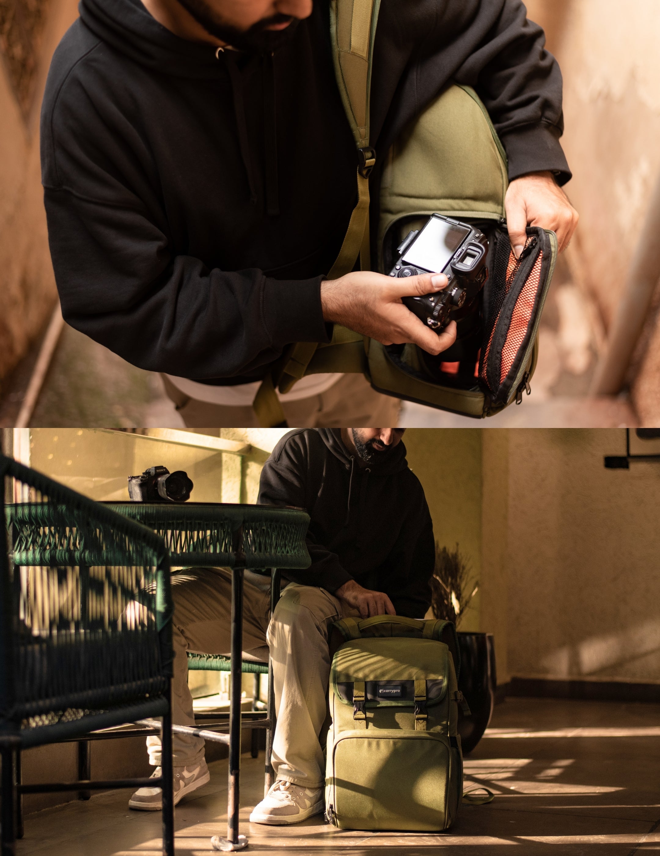 Best Travel Camera Bag with laptop compartment Green